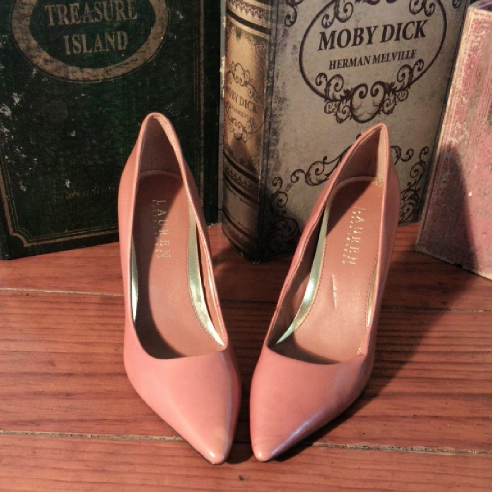 Polo Ralph Lauren Tan Peach 3 Inch Stiletto Heels New Without Tags